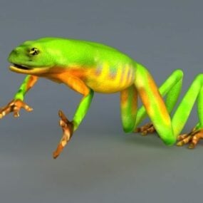 Grüner Frosch Lowpoly Tierisches 3D-Modell