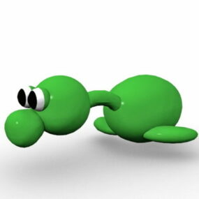 Zelený pták kreslená postavička 3D model