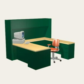 Green Cubicle Workstation 3d model