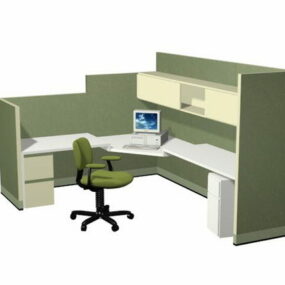 Green Office Cubicle 3d model