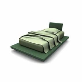 نموذج ثلاثي الأبعاد لسرير ذو منصة مفردة باللون الأخضر