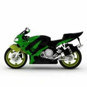 Model 3D zielonego motocykla sportowego