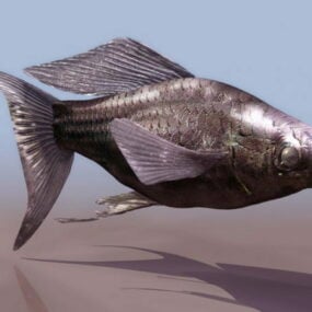 3д модель зеленой рыбы-меченосца