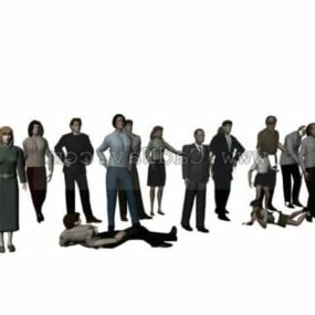 Grupa postaci ludzi Model 3D