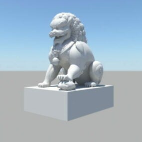 守护狮子雕像3d模型