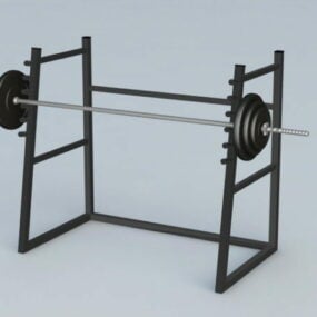 Estante de pesas con barra de gimnasio modelo 3d