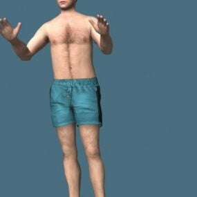 ショートパンツの毛深い男3Dモデル