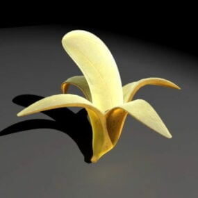דגם תלת מימד של בננה חצי מקולפת