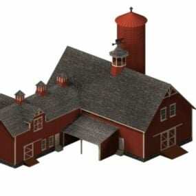 Half-timbered Barn 3d model