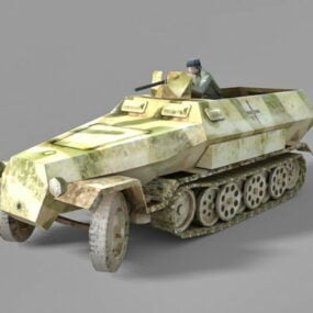 3d модель напівгусеничної військової машини
