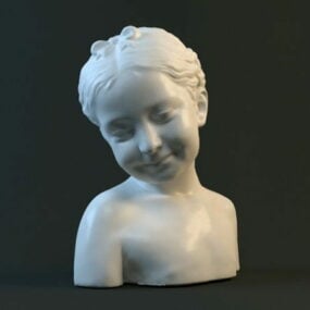 Happy Girl Head Bust Sculpture Figure 3d model