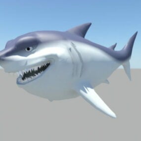 Šťastný žralok kreslený 3D model