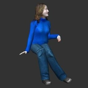Happy White Woman Character 3d model