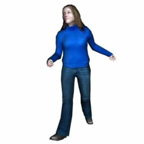 Happy Woman Walking Character 3d model