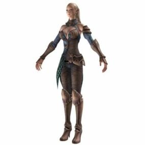 High Elf kvinnlig krigare karaktär 3d-modell