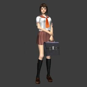 High School Anime Girl Animated & Rigged 3d model