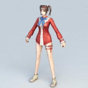 Middelbare schoolmeisje Anime 3D-model