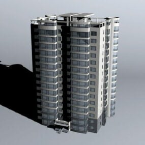 Modello 3d del complesso condominiale con facciata in vetro