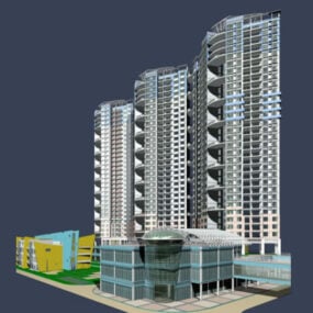 Hög upphov lägenhet Bostadsbyggnad 3d-modell