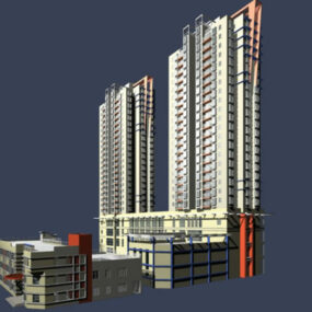 Immeuble de résidence de grande hauteur modèle 3D