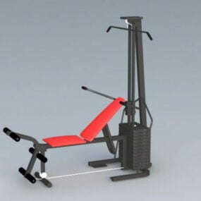 Gym Bench Exercise With Bar Column 3d model