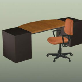 3д модель стола и стула для домашнего офиса