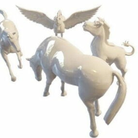 Modelo 3d de estátuas de cavalos de decoração