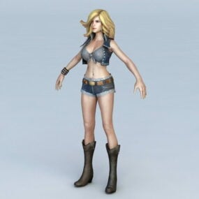 Hot Girl With Blonde Hair 3d model
