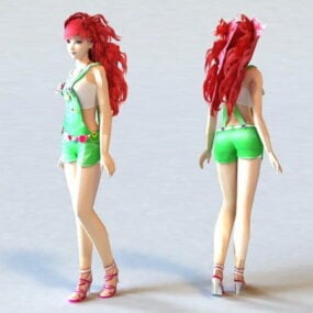 暑い夏の女の子3Dモデル