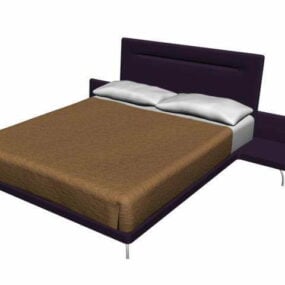 Modelo 3d de cama de casal de hotel