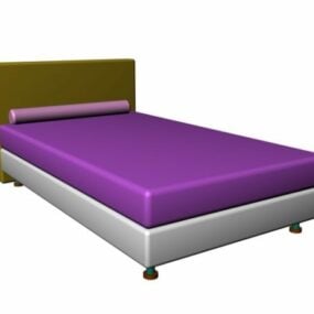 Modelo 3d de hotel com cama de solteiro