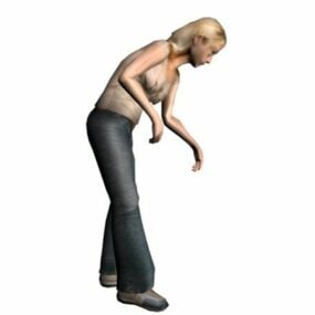 Hunched Elderly Woman Character 3d model