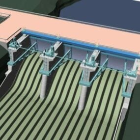 3D model hydraulické stavební přehrady