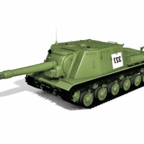 Isu-152 Neuvostoliiton monitoimipanssarivaunutuhoaja-ase 3d-malli