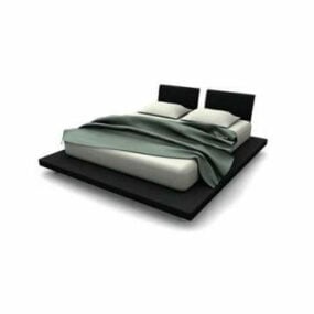 Ikea Black Platform Bed 3d model