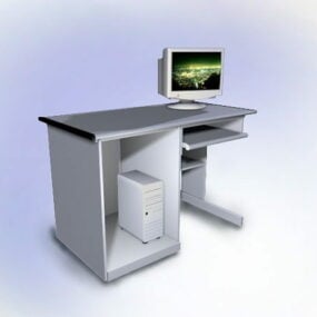 میز کامپیوتر سفید Ikea مدل سه بعدی