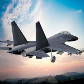 Τρισδιάστατο μοντέλο Jet Fighter Flying On Sky Dome