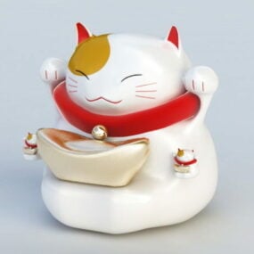日本の招き猫 3D モデル