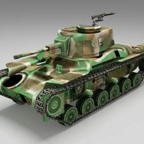 Japansk typ 97 Shinhoto Chi Ha Tank 3d-modell