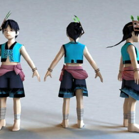 Model 3D postaci chłopca z anime Kawaii