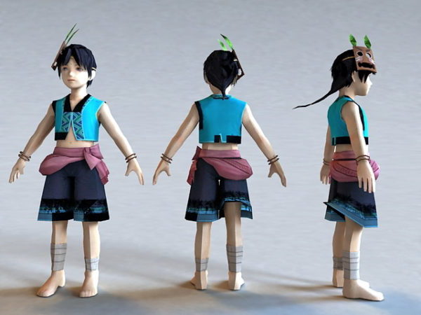 かわいいアニメ少年キャラクター無料3 Dモデル Maバツ Vray Open3dmodel