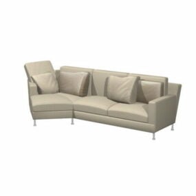 Khaki Cloth Three Cushion Couch 3d model