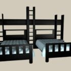 Kids Room Black Wood Twin Beds