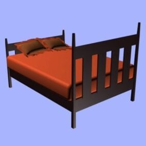 Kids Room Wooden Bed 3d model