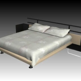 King-sized Bed With Nightstands 3d model