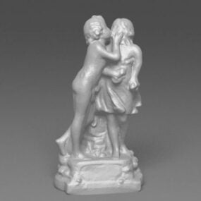 接吻情侣雕像3d模型