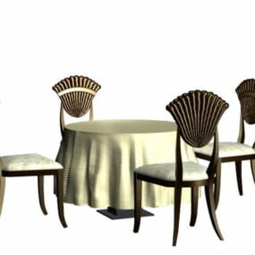 Keittiön pöytä ja 4 tuolia 3D-malli