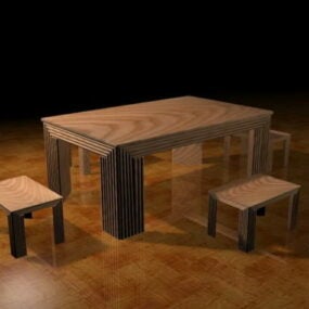 Kitchen Table With Stools 3d model