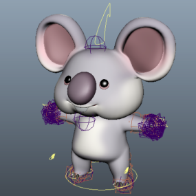 Modelo 3d de personagem de desenho animado do urso coala