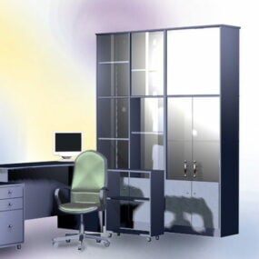 L-shaped Office Wall Unit 3d model